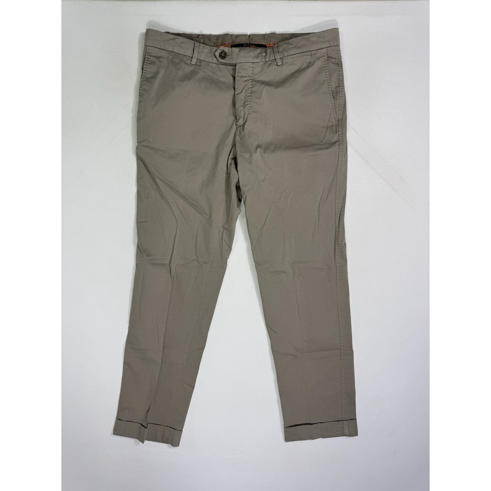 Marco Pescarolo Pants Silk Blend Cuffed Men 34x29 Beige Straight Flat Italy